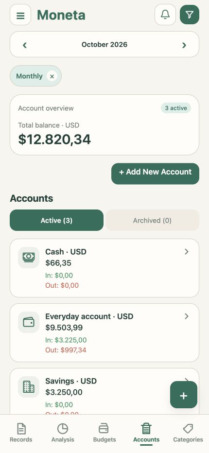 Organize your accounts