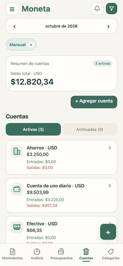 Organiza tus cuentas