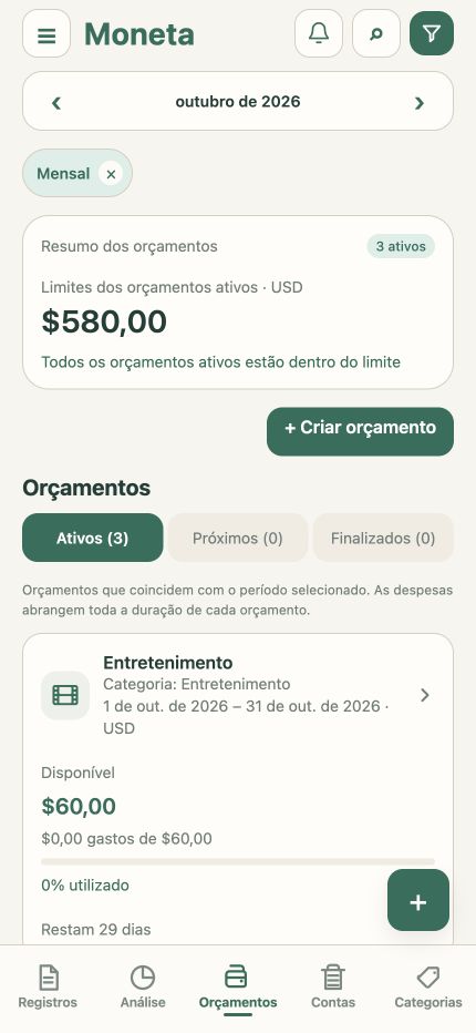 Planeje seus orçamentos